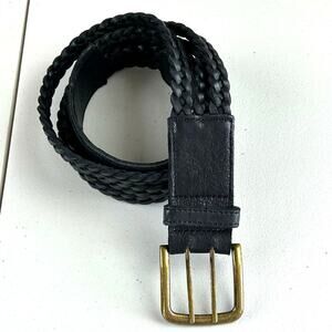Hobo International Three Braid Black Leather Belt Sz L